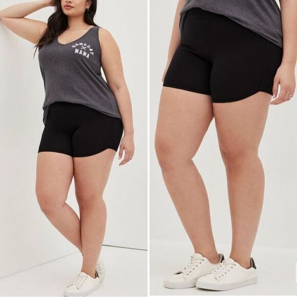 torrid Pants - Torrid Black Signature Waist Dolphin Hem Bike Short
